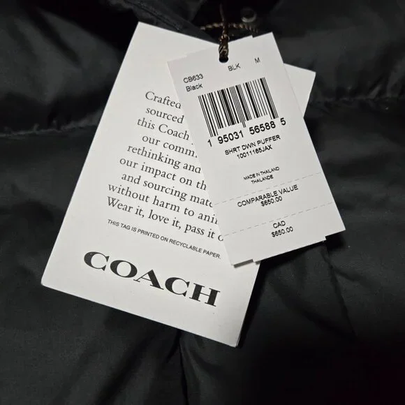 COACH Down Puffer Hooded Coat ~ Women’s ~ Medium ~ Black - Picture 4 of 16